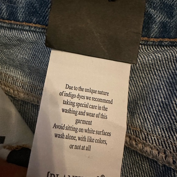 Blank NYC Jeans Blue Baxter Wide Leg Denim | Moto Faux Leather Biker - Picture 9 of 11